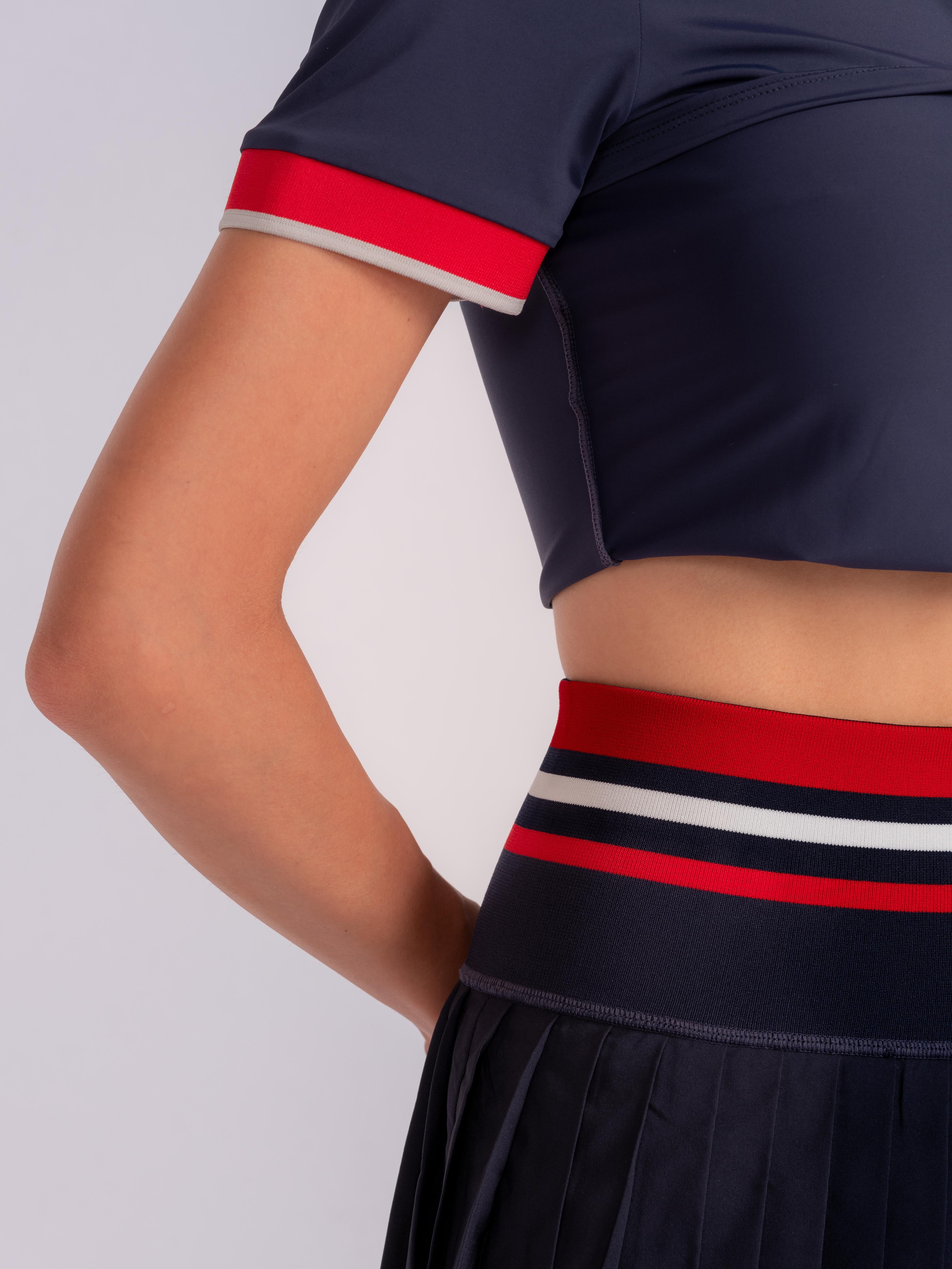 HARPER COLLAR TOP – NAVY BLUE